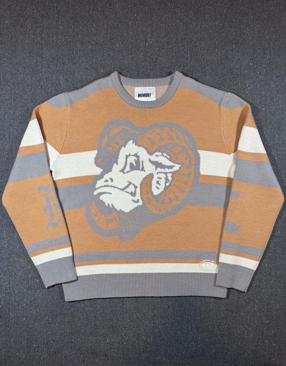 Memory Lane Ram & Brain Graphic Striped Knit Sweater 3XL